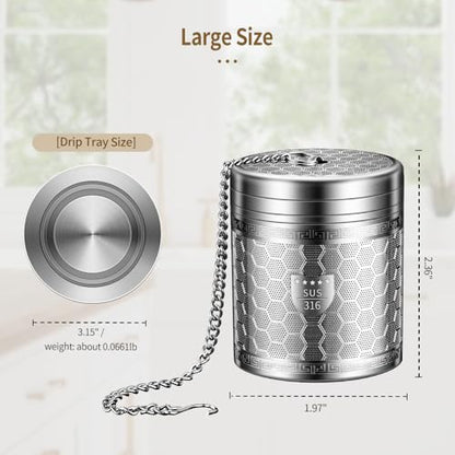 2Pack Tea Infusers for Loose Tea, Extra Fine Mesh 316 Stainless Steel Tea Strainers, Loose Leaf Tea Steeper Tea Diffuser Tea Holder with Extended Chain Hook and Drip Tray (Large + Extra Small) - size: Large + Extra Small