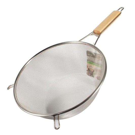 10-Inch Fine Mesh Strainer with Stainless Steel Frame & Wooden Handle | Perfect for Sifting, Draining, & Straining | Essential Kitchen Gadget