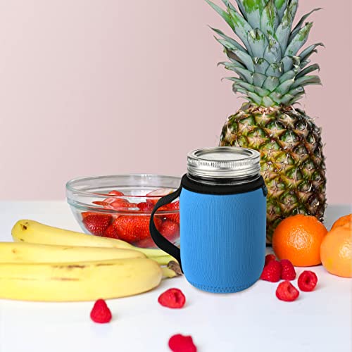 Beautyflier 16oz Regular Mouth Mason Jars Neoprene Sleeve, Mason Jars Drinking Glasses Neoprene Cover, Wide Mouth Pint 16-Ounce Glass Mason Jar Insulators with Handle, Sleeve Only - color: 16OZ, 3COLOR