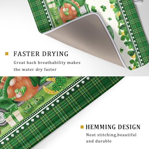 Shamrock Truck Dish Drying Mat Buffalo Check Dish Drainer Mat 18x24 inch Reversible Microfiber Quick Dry Rack Pad for Kitchen Counter Sink - color: Shamrock Truck Plaid, size: 18" x 18"