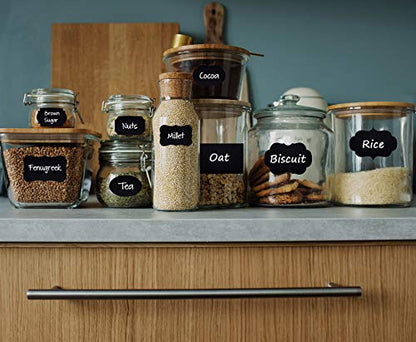 Wisdompro 134 Pcs Chalkboard Labels, Waterproof Blackboard Stickers & Pen | Multiple Sizes, Durable Vinyl, Reusable, Removable, for Storage Bins, Food Container, Mason Jars, Bottles - size: Small, Medium, Large