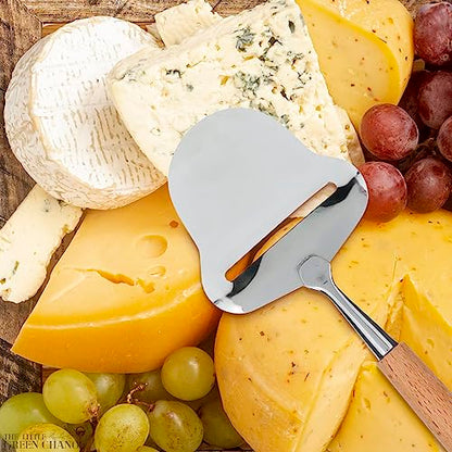 Stainless Steel Cheese Slicer Handheld - Flexible Blade Cheese Planer with Wooden Handle for Smooth, Precise Slicing —Durable, Easy-to-Clean Cutter for Block and Hard Dairy | Easy Slicing and Cutting