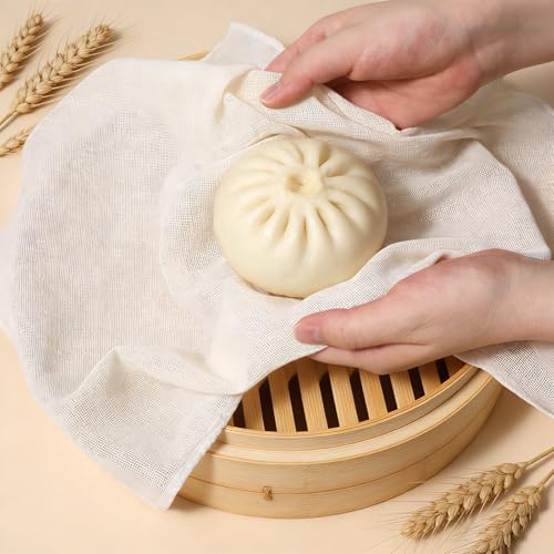 7 PCS Reusable Natural Pure Cotton Cheese Cloths, Natural Pure Cotton Steamer Cloth (18.5x18.5 Inch), Unbleached Cottons Fine Mesh Muslin Cloths Used for Cooking, Juicing, Steaming, Butter Making