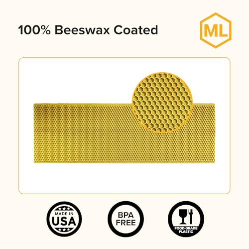 Mann Lake 5 5/8" Waxed Yellow Rite-Cell Foundation Sheets, Made in the USA, BPA-Free, Food-Grade, Beeswax-Coated for Beehive Frames, Fits 6 5/8" Hive Bodies, Durable, Wax Moth Resistant, 100-Pack - color: Natural, size: 100 Count (Pack of 1)