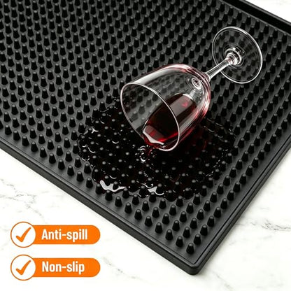 Xibany Bar Mat, 12x6IN Non-Slip PVC Mats for Home Coffee Bar Countertop | Versatile for Coffee Drinks Cocktails Makers, Keep Bar Counter Tops Neat Tidy, Drying Dishes Cups Glasses, Easy to Clean