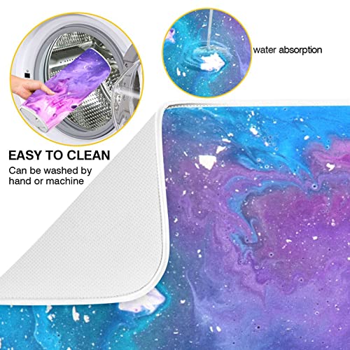 Super Absorbent Dish Drying Mat, Microfiber Fast-Drying Dish Mat, 16" x 18", Kitchen Dish Drying Pad, Abstract Purple Blue Marble - color: Abstract Purple Blue Marble, size: 16" x 18"