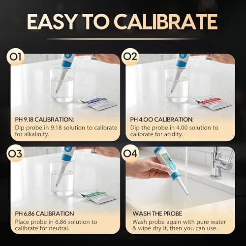 Digital pH Meter for Food Testing - Sourdough, Fermentation, Cheese & Canning - Solid Food Probe with Calibration Powder - Professional pH Tester for Home Cooks & Bakers (0.00-14.00)