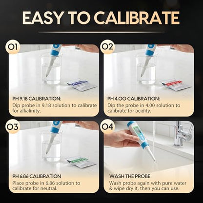 Digital pH Meter for Food Testing - Sourdough, Fermentation, Cheese & Canning - Solid Food Probe with Calibration Powder - Professional pH Tester for Home Cooks & Bakers (0.00-14.00)
