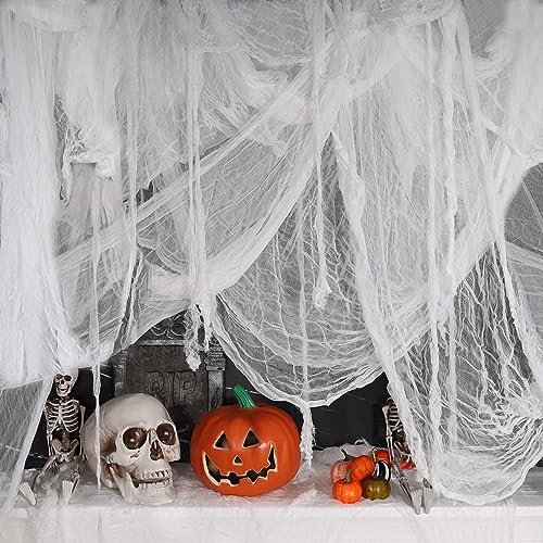 ZYP 410 x 80 Halloween Creepy Cloth White Spooky Fabric Gauze Spooky Giant Cheese Cloth for Halloween Party Supplies Decorations - color: White, size: 410“ x 80”
