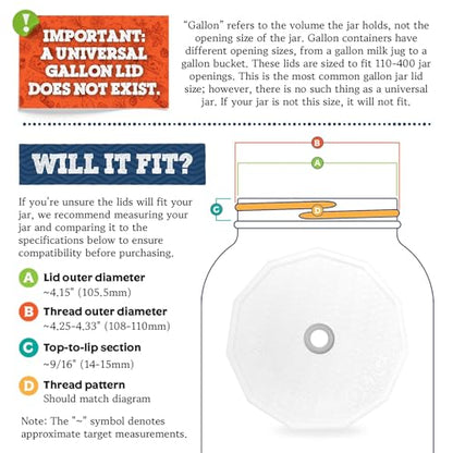 Fermentaholics 2 Pack - 110mm One Gallon Fermentation Lid, Gasket & 3-piece Airlock - Airtight Lid Turns Gallon Jar Into A Fermenter - Make Beer, Wine, Mead, Cider, Hard Kombucha, & More