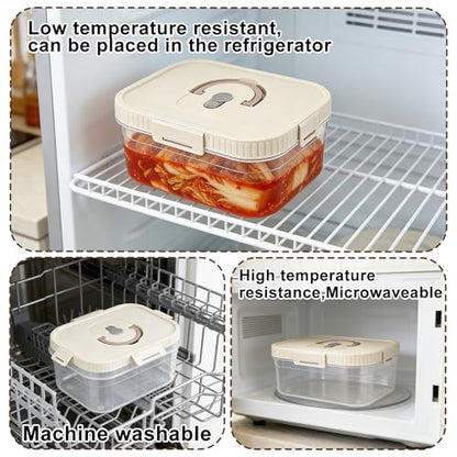 2 Pack Kimchi Sauerkraut Fermenting Container with Airtight Lids 0.74Gal/2.8L Kimchi Fermentation Jar for Refrigerator Sauerkraut Storage Box Organizer for Pickles Food Vegetables