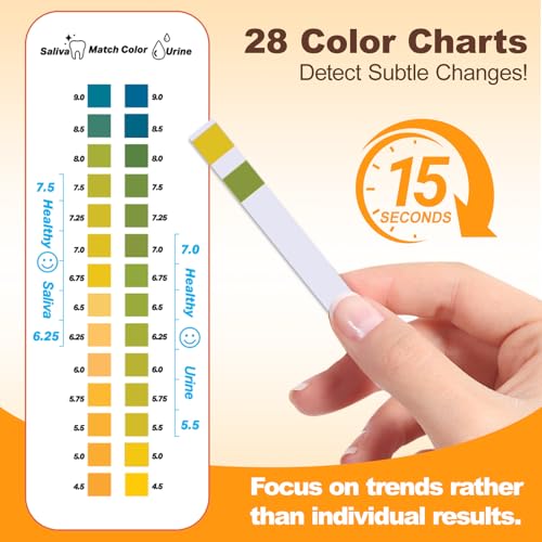 pH Test Strips 200 Count (100×2 Bottles) – Upgraded Dual-Track 14-Color pH Strips for Urine and Saliva（4.5-9.0） Quick & Accurate Test Alkaline & Acid Levels in The Body with Color Chart on Bottle