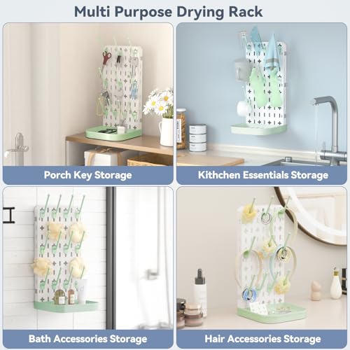 Baby Bottle Drying Rack Baby Bottle Holder Space Saving Bottle Dryer Rack Station Countertop Storage Organizer 12 Travel Bottle Drying Rack Vertical Breast Pump Part Plastic Bag Cup Dryer Tower Green - color: Green