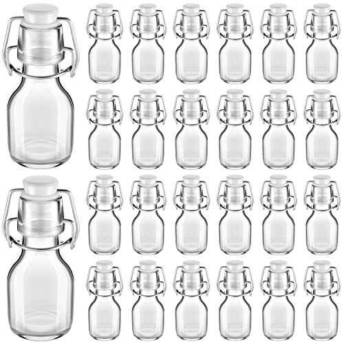 Tessco 24 Pcs Mini Swing Top Glass Bottles with Stoppers Small Flip Top Bottles with Airtight Lids for Crafts Decoration Wedding Themed Party Favors(2 oz,Transparent) - color: Transparent, size: 2 Ounces