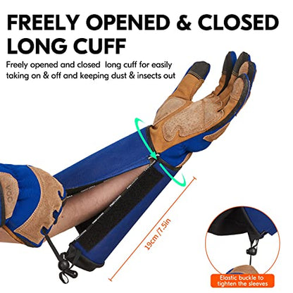Vgo... Gardening Gloves Unisex,Safety Work Gloves,Long Sleeves Gauntlet,Puncture Proof,Touchscreen(Size M,Blue,SL7496) - color: 1 Pair - Blue - Long Cuff, size: Unisex Medium