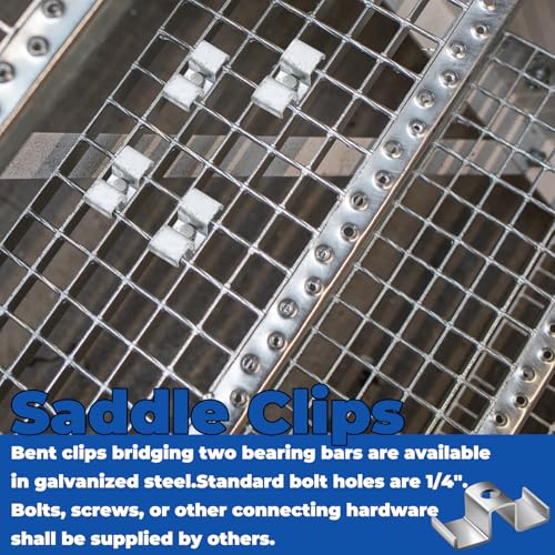 MorningRo 25 Pcs Grating Clip Saddle Clip Galvanized Carbon Steel for Screw Size 1/4 Inch for Industrial Flooring Drainage Systems Mezzanines Walkways Stair Treads (Silver)
