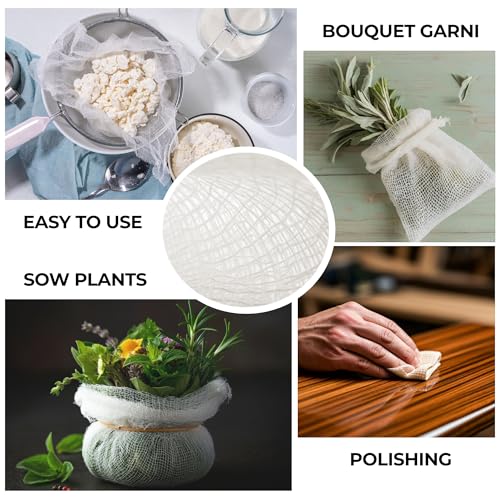 Dark White Premium Cheesecloth for Straining – 4 Yard Roll 2 Pack, Grade 50 Unbleached Organic Cotton Cheese Cloth, Reusable Food Grade Cooking Cloth for Nut Milk, Cheese Making & Kitchen Use - size: 4 Yard Roll - Grade 50