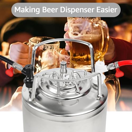 Ball Lock Keg Post Quick Disconnect Set Corny Keg Connectors, 19/32-18 Female Thread Keg Post 5/16’’ Gas and 1/4’’ Liquid Barb, Stainless Steel Ball Lock Keg Fittings with Hose Clamps for Home Brewing