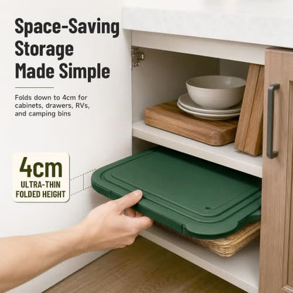 BBQ Prep Tub 3-IN-1 Large 16L Collapsible Cutting Board with Locking Lid for Meal Prep Marinating Food, Camping Sink with Colander, Dish Basin, Storage Blanket for Camping Picnic BBQ, Green - color: Green 16L
