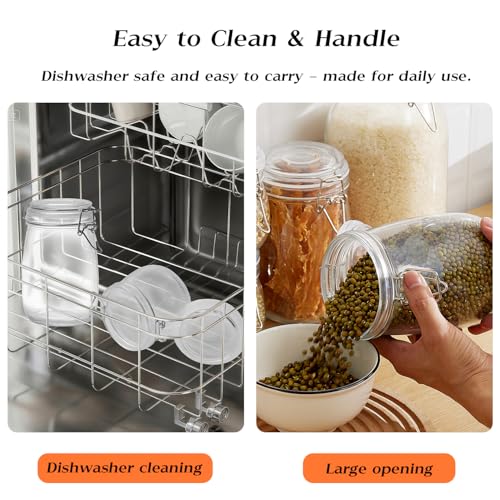 BJONKZ Glass Jars with Airtight Lids – Food Storage Containers with Preserving Seal Wire Clip Fatening, Glass Canisters for Kitchen Canning Flour, Cereal, Sugar, Beans (10oz*8) - size: 10oz*8