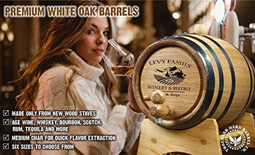 Personalized 2.5 Gallon Oak Aging Barrel (10 Liter) with Stand, Bung and Spigot - For The Home Brewer, Distiller, Wine Maker and Cocktail Aging Bartender (B314) - size: 2.5 Gallon