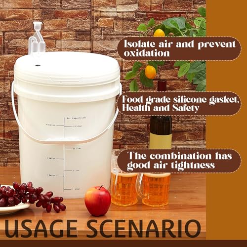 Ziliny 4 Pcs White 6.5 Gallon Fermentation Bucket with Twin Bubble Airlock Grommets Lid Brewing Wine Fermenter Fermentation Kit for Home Beer Wine Mead Other Fermented Beverage - size: 6.5 Gallon