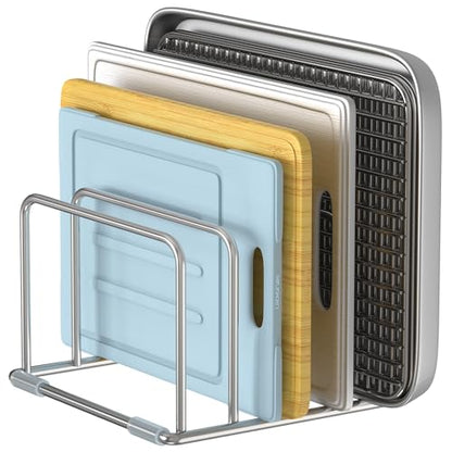 Cutting Board Holder Stand, Chopping Board Organizer Rack with 304 Stainless Steel, Cookie Sheet Storage Organizer, 1.0 & 1.2 Inch Wide Slots (1 Pack) - size: 1.0 & 1.2 in Slots - 1 Pack