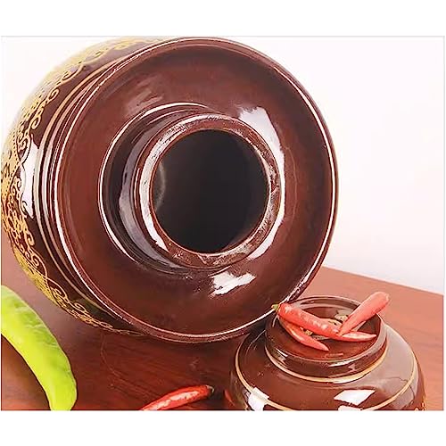 Fermentation Jar Traditional Chinese Porcelain Pickle Jar,Ceramics Fermenting Crock Kit with Water Seal Airlock Lid, Pickle Jar for Pickles Kimchi, Sauerkraut 4Kg - size: 4Kg