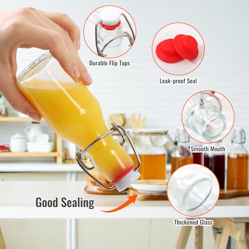 AuroTrends Swing Top Glass Bottles 4 oz 12Pack, Flip Top Glass Bottles with Airtight Flip Lids for Vanilla Extract Bottles/Home Brewing/Beverages/Oil (4 fl. oz, Set of 12) | Flip Top Jars, Leakproof & Reusable, for Vanilla Extract, Home Brewing, Beverages
