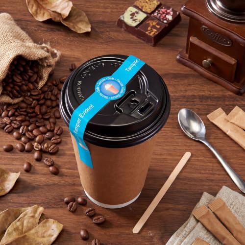 Zonon 600 Pcs Safe Secure Tamper Evident Seals for Drink Lids, Food Delivery Stickers Sealed for Freshness Labels Drink Food Coffee Milk Tea Ice Cream Seal Stickers 600 Pieces Per Roll (Blue) - color: Blue