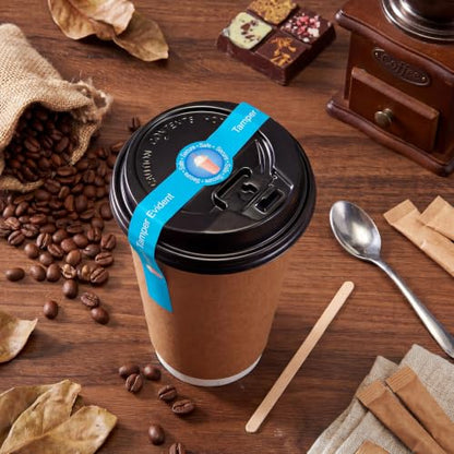 Zonon 600 Pcs Safe Secure Tamper Evident Seals for Drink Lids, Food Delivery Stickers Sealed for Freshness Labels Drink Food Coffee Milk Tea Ice Cream Seal Stickers 600 Pieces Per Roll (Blue) - color: Blue