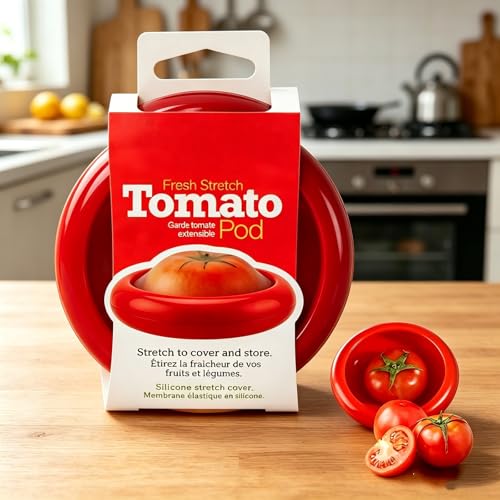 Reusable Food Storage Covers for Fruits and Vegetables Stretch Fresh Keeping Lids for Kitchen Refrigerator Use - color: Tomato