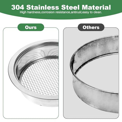 Soil Sieve Set Garden Soils Sifter Stainless Steel Mesh Sifters Compost Sifter with 1,3,6,9,12mm Sieve Mesh and Bonsai Soil Scoop