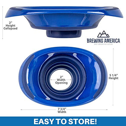 Kitchen Canning Funnel – Collapsible Silicone Food Funnel for Wide Mouth and Regular Mason Jars – Flexible Use for Coffee, Liquid, Jam, Cooking, Baking, Crafts - Blue - color: Blue