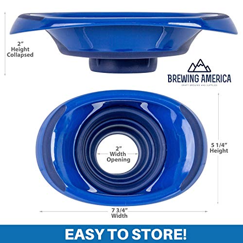 Kitchen Canning Funnel – Collapsible Silicone Food Funnel for Wide Mouth and Regular Mason Jars – Flexible Use for Coffee, Liquid, Jam, Cooking, Baking, Crafts - Blue - color: Blue