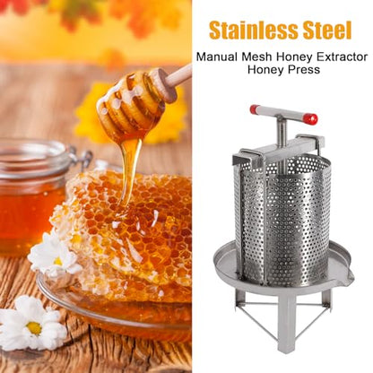 Honey Press Extractor Beekeeping Stainless Steel Manual Honey Press Machine Tool,Sturdy and Durable Manual Honey Presser Good Filtering Effect