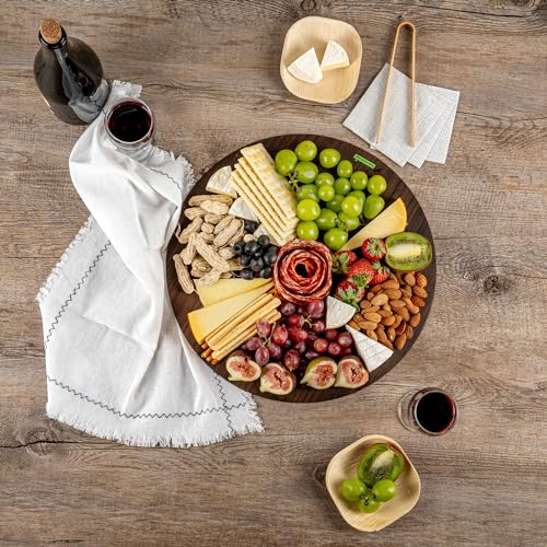 Restaurantware Cater Tek 13.8 Inch Charcuterie Boards 10 Faux Wood Cheese Boards - Round Stackable Dark Paper Cardboard Charcuterie Boards Disposable For Serving At Catered Events - color: Dark, size: 13 3/4"