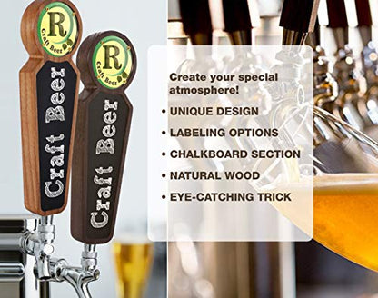TESLYAR Wooden Beer Tap Handle for Kegerator – Large Chalkboard Keg Tap Handle Display for Bar, Brewery, Homebrew – Customizable Beer Faucet Handle (Black) - color: Black