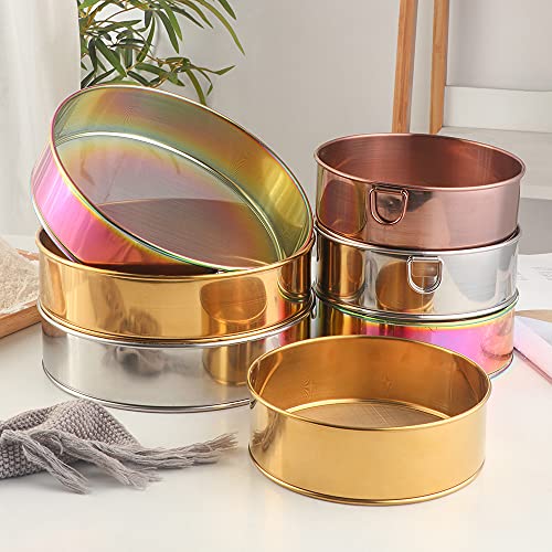 18/10 Stainless Steel Flour Sifter, Kitchen Fine 80 Mesh Strainers Sieve for Baking Cake Bread - color: Gold