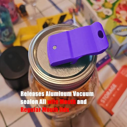 Mason Jar Opener Canning Tool,Canning Jar Opener, Releases Vacuum Seal on Wide Mouth and Regular Mouth Lids,Magnetic Jar Lid Lifter for Canning. Pickling and Home Food Storage (Purple) - color: Purple