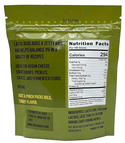 Lactic Acid Food Grade, Vegan Lactic Acid Powder for Vegan Cheese, Food Preservation and Tangy Flavor 4 Ounces