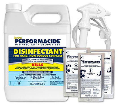 PERFORMACIDE Disinfectant - Kills COVID-19 Virus in 30 Seconds - No Rinse, No Wipe, No Residue - Just Add Water - Gallon Kit with 3 Refill Pouches & Sprayer (102000) - style: Gallon Starter Kit