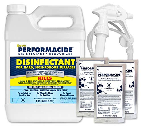PERFORMACIDE Disinfectant - Kills COVID-19 Virus in 30 Seconds - No Rinse, No Wipe, No Residue - Just Add Water - Gallon Kit with 3 Refill Pouches & Sprayer (102000) - style: Gallon Starter Kit