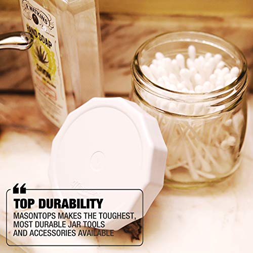 Masontops Tough Tops - Ball Wide Mouth Mason Jar Lids Plastic Leakproof - BPA-Free White Plastic Mason Jar Lids - Reusable Dry Canning Lids fit Ball Jars (Ball Mason Jars not included) - color: White, size: Wide Mouth