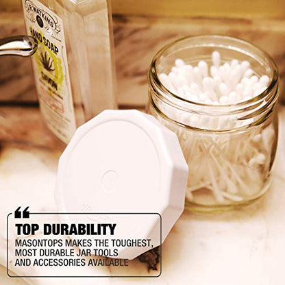 Masontops Tough Tops - Ball Wide Mouth Mason Jar Lids Plastic Leakproof - BPA-Free White Plastic Mason Jar Lids - Reusable Dry Canning Lids fit Ball Jars (Ball Mason Jars not included) - color: White, size: Wide Mouth