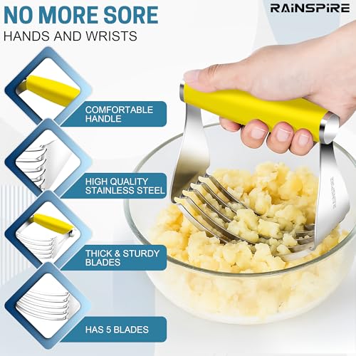 Rainspire XL Pastry Cutter For Baking, Heavy Duty Pastry Blender Stainless Steel, Thick Sharp Blades Dough Blender, Dough Cutter Butter Cutter Pastry for Easy Mixing, Dishwasher Safe (Yellow) - color: Yellow