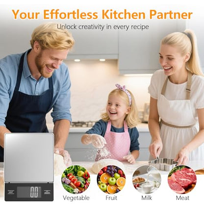 Kitchen Scale with Detachable Display Wireless Stainless Steel Digital Food Scale, 11lb/5kg, 1g Precision, Backlit LCD, Tare Function for Baking, Coffee Brewing & Cooking, Metallic/Black - color: Stainless Steel