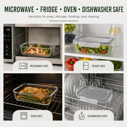 5 Pack 36oz Borosilicate Glass Food Storage Containers Set with Lids, Freezer Meal Prep Containers, Airtight Bento Lunch Container Set, Oven, Freezer and Dishwasher Safe, BPA Free, Kitchen Storage Set - color: transparent
