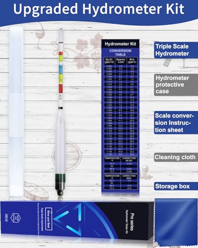CIMALAB Triple Scale Hydrometer, Specific Gravity Hydrometer for Wine Making, Mead, Kombucha & Beer, Mead Making Kit, ABV Tester, Brix Tester, Hydrometer Alcohol Tester for Wine Making Supplies