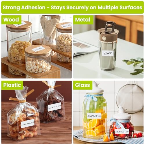 1000 Pcs Removable Food Labels Stickers for Storage Bins, Waterproof & Oil Resistant Freezer Labels with Perforation Line 1" x 2"